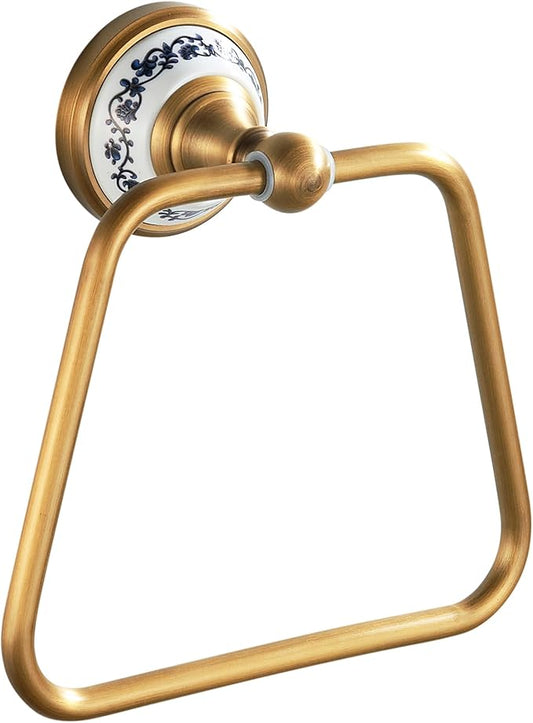 Trapezoid Antique Bronze Brass Hand Towel Holder, Bathroom Hardware Accessories,Porcelain Design