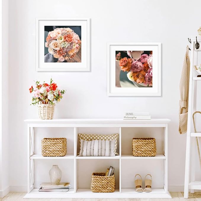 VNVNK 17x17 Frame White, Perfect for 17x17 Inch Picture without Mat or 13x13 Inch Picture with Mat, Home Wall Decor Picture Frame-1 PCS