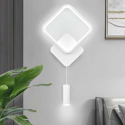 LMQNINE Modern Wall Sconces White Wall Light 6000k Dimmable Wall Sconce 12W LED Wall Lights Indoor Wall Lamps for Living Room Bedroom Bedside Hallway (1-Pack)