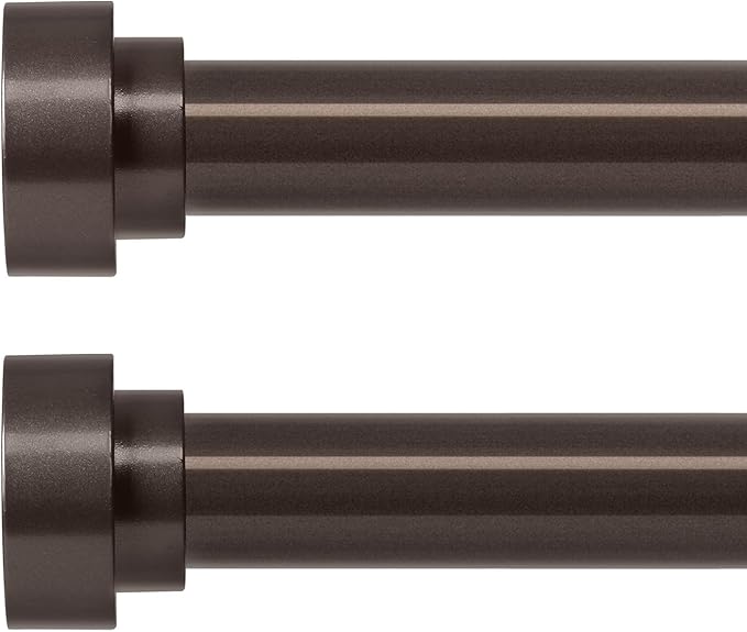 HEI! DEAR 2 Pack Bronze Curtain Rods, 72-144" (6-12ft), 1" Heavy Duty, Modern Style, Iron Finish, Antique Bronze Color, Wall Mounted, 30 lbs Weight Capacity