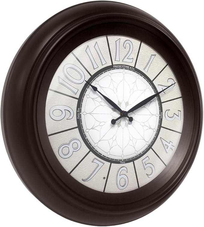 Presentime & Co. 18" Luminous Large Wall Clock, Oil Rubbed Bronze Finish, Night Light, Lighted Clock with Smart Sensor to Turn on/Off Lights. Wall Décor for Living Room, Dining Room, Kitchen.