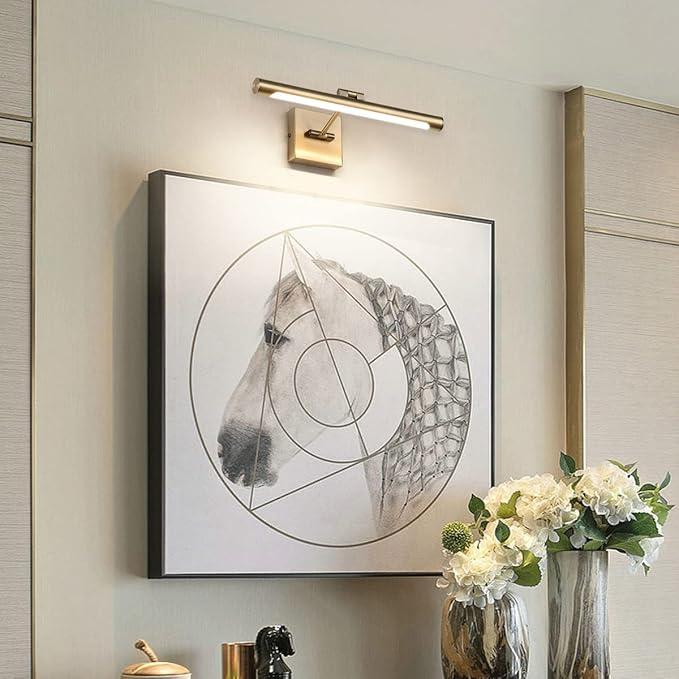 Joosenhouse LED Picture Lights for Paintings Bronze Finish 16.53" Long Swing Arm Display Wall Art Light 9W Gallery Hallway Lighting Over Pictures,Hardwired Connection 3000K,Non-Dimmable