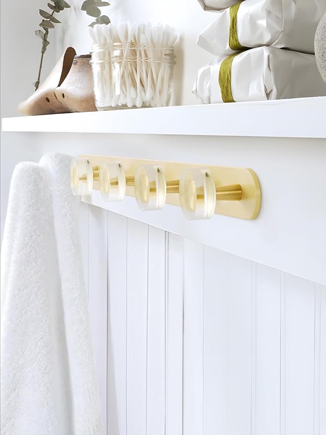 1 Pack Crystal Coat Rack Wall Mounted Gold Towel Hooks for Bathrooms Wall Hooks for Hanging Robe Coat Hooks Kitchen Decorative Heavy Duty Zinc Alloy