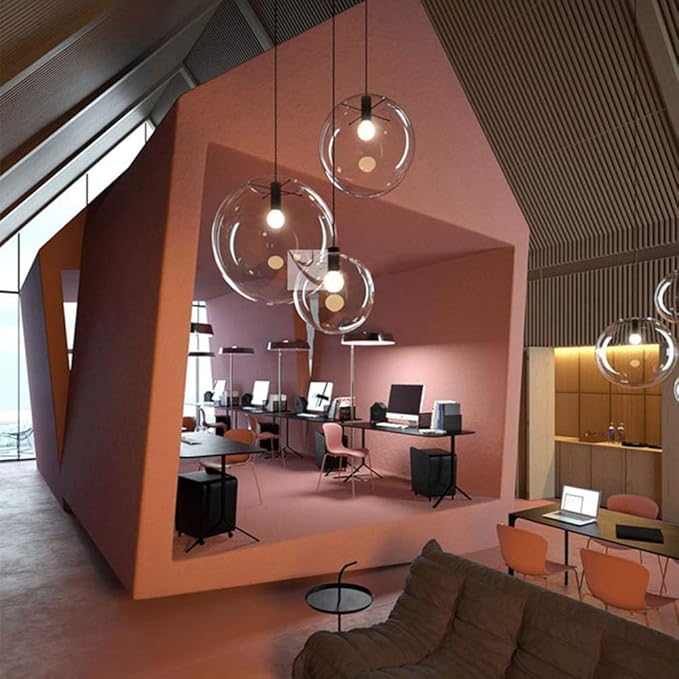 E27 Industrial Clear Glass Globe Shade Pendant Lighting Modern Kitchen LOFT Hanging Light Lamp (15cm)