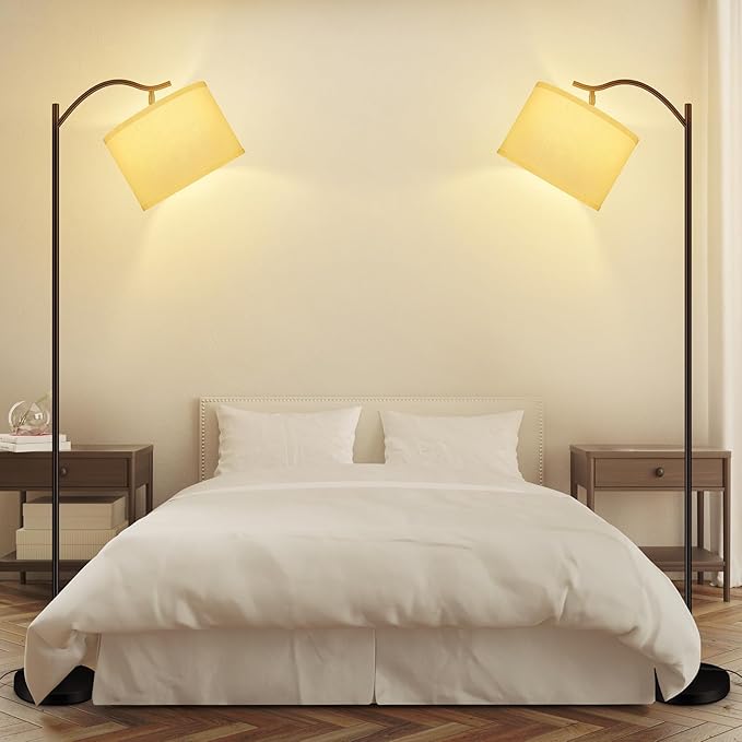 BoostArea Floor Lamp for Living Room,Arc Floor Lamp with Remote Control,Stepless Dimmable Brightness & Colors Temperature 2700k-6500k,Modern Standing Lamp for Bedroom Study Room Office,White