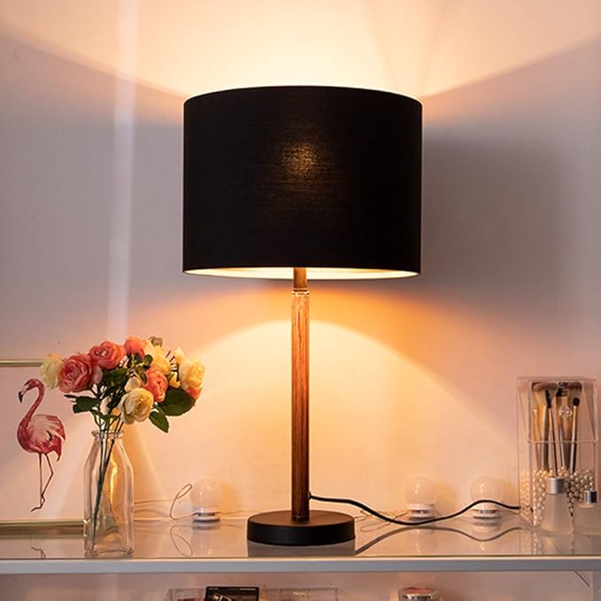 Wellmet 14"x14"x11" Assembly Required Lampshade for Table Lamp, Bedside Lamp, Floor Lamp, Fabric Drum Lampshade Classic Modern Style, Spider Fitter, Black Gold