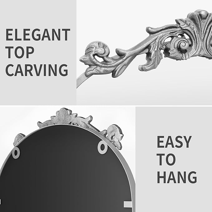 PAIHOME Arched Mirror, 19x30 Inch Antique Mirror Silver Wall Decor Mirror Metal Frame Wall Mounted Mirror for Home Entryway Leaning