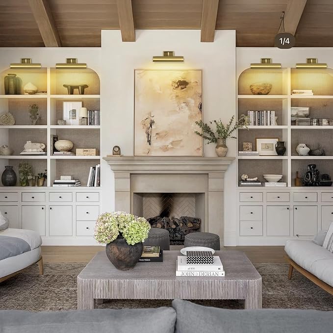 Picture Light 12" Brass Picture Lights for Wall 2-Light Gold Picture Frame Light Dimmable Art Gallery Light Accent Lighting Bathroom Wall Sconce for Artwork Poster Portrait Library Display