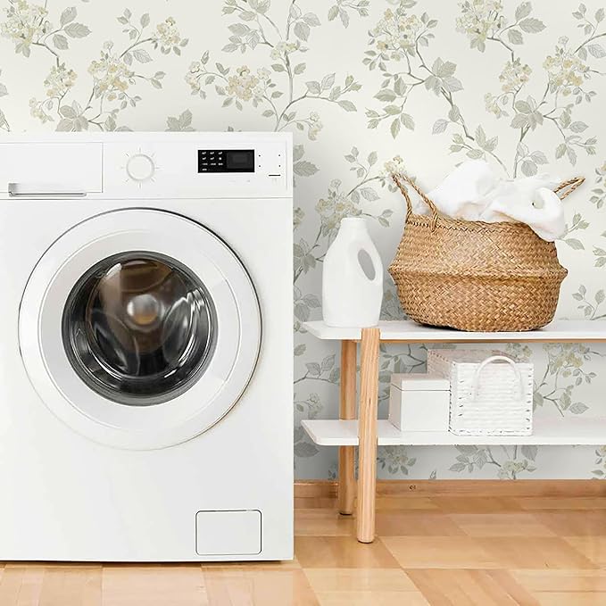 Vinjiasin Wallpaper Peel and Stick Yellow Floral Contact Paper Modern Self Adhesive Removable Beige Flower Leaf Wall Paper for Bathroom Bedroom Living Room 16.1"x 118"