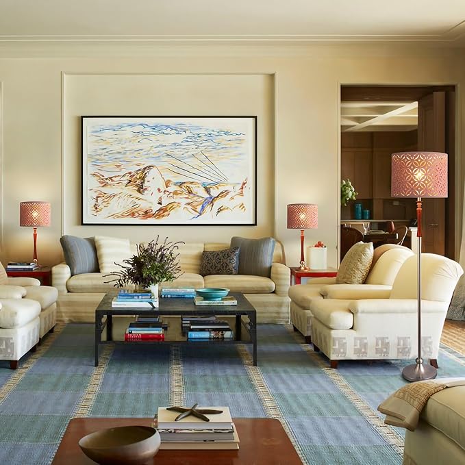 Pink Lamp Shades Set of 2, Drum Lampshades, Lampshade 10 Inches Height, Lampshades for Table Lamp, Floor Lamp, Pendant Light, Lamp Shade Harp Holder Included