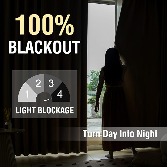 H.VERSAILTEX Chenille Linen Curtains 108 inches Long 100% Black Out Curtains, Textured Linen Look Draperies Grommet with White Flocking Coating Back, 2 Panels, Heathered Cloud(Not Solid)