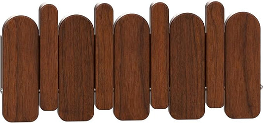 Wall Mounted Piano Key Hanger | Flip Style Hook | Entrance Wall Art Hook, Made of Oak Wood (3 Times Painted, 4 Times Polished) (Arc Walnut, 4Hooks)