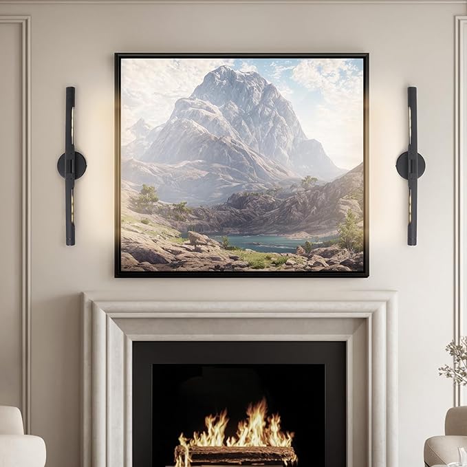 Hardwired Black Picture Light for Wall,23.6 Inch Knurled Wall Lights for Pictures Set of 2,Rotatable 360° Modern Gallery Light for Living Room Bathroom Study Room, E12 Bulbs Included