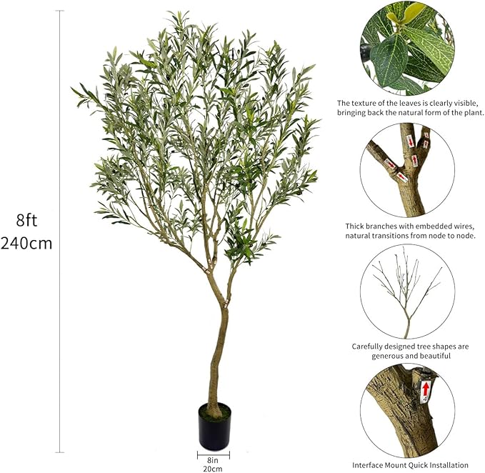 8ft Artificial Olive Tree Fake Tree Interior Decoration Tree Artificial Tree Fauk Tree