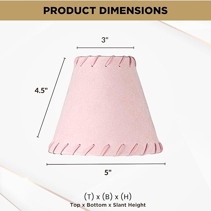 Royal Designs, Inc. CS-1119-5PNK-6 Faux Leather Empire Chandelier Shade with Whipstitch Trim, 3 x 5 x 4.5, Pink, 6-Pack