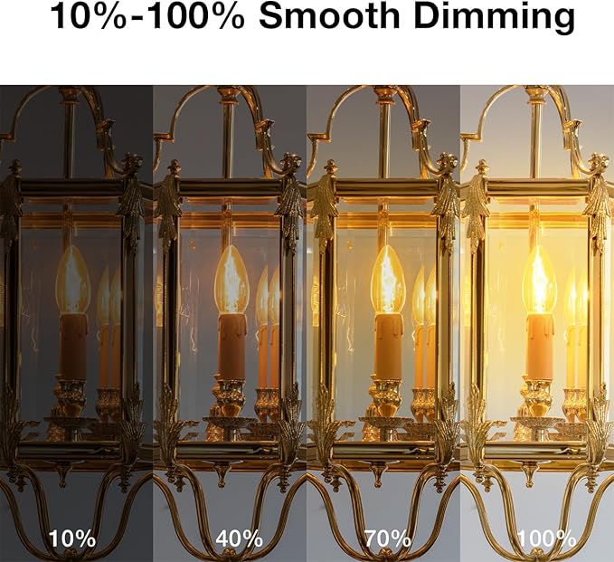 DAYBETTER B11 Chandelier Light Bulbs, Dimmable E12 LED Bulbs 60W Equivalent, Candelabra LED Bulbs, High Brightness 600 LM Warm White 2700K, Filament Candle Light Bulbs, Clear Glass, 24 Pack