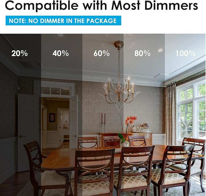 VOLIVO Dimmable E12 LED Candelabra Bulbs 60Watt Equivalent, 5000K Warm White, 500Lumens, 4.5W B11 Vintage Chandelier Light Bulbs, LED Filament Clear Glass Candle Lamp for Ceiling Fan Home Decor, 6Pack