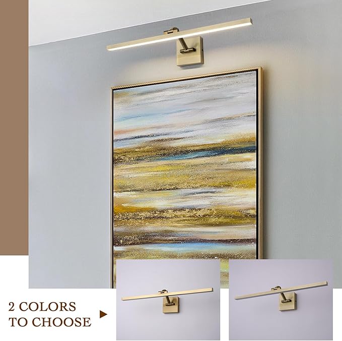 LED Modern Dimmable Picture Lights for Wall 23.62 Inch Hard-Wired Picture Frame Lights for Paintings Gallery Light with Adjustable Swing Arm Display Lights for Artwork,14W, Warm White Antique Bronze