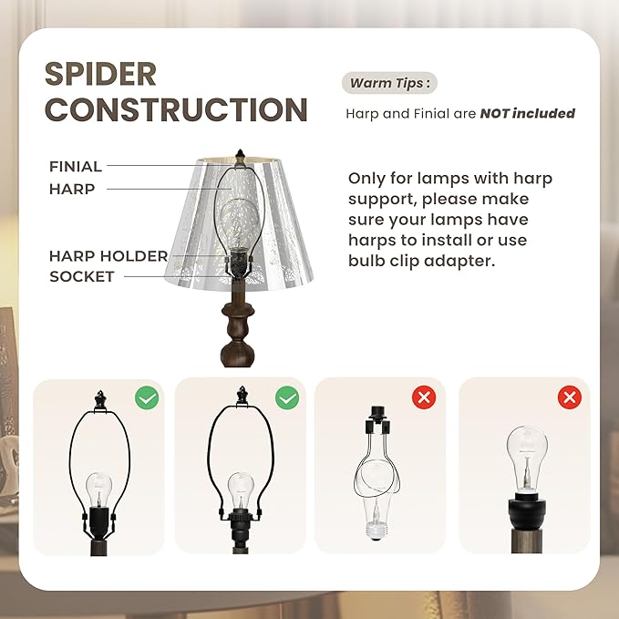 Small modern Chrome Gold lamp shades,metal boho scalloped lamp shade,Lamp shade replacement 5" top, 9" bottom, 7" high (Spider Fitter) lamp shades for table lamps and floor lamp,Unique Forest Etched