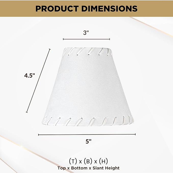 Royal Designs, Inc. CS-1111-5WH Faux Leather Empire Chandelier Shade with Whipstitch Trim, 3 x 5 x 4.5, White
