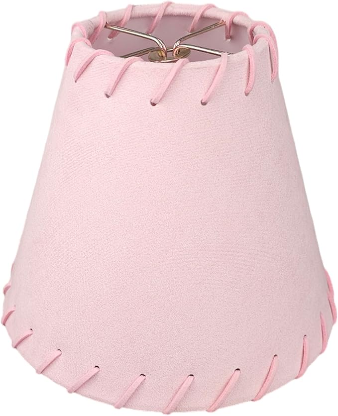 Royal Designs, Inc. CS-1120-6PNK Faux Leather Empire Chandelier Shade with Whipstitch Trim, 3 x 6 x 5, Pink