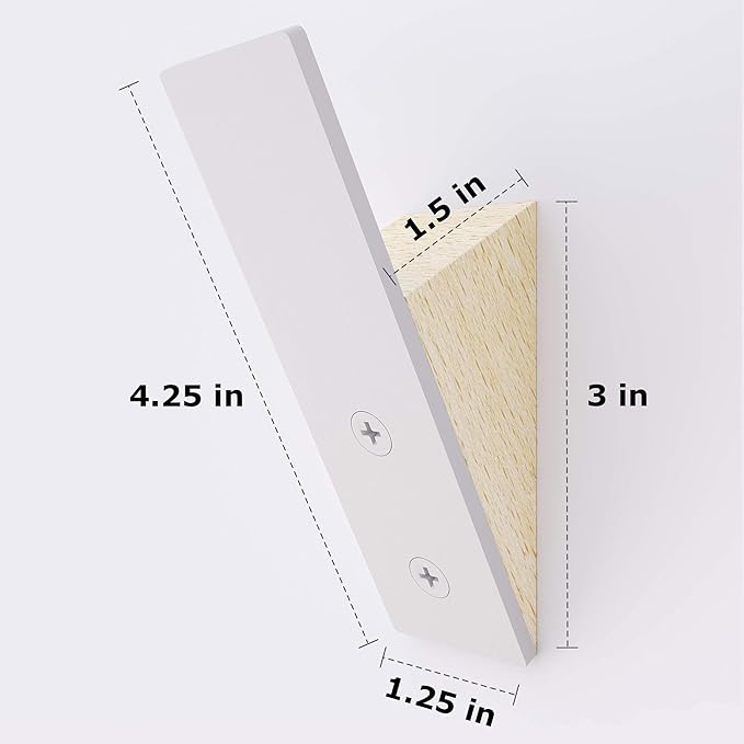 Homeforia Beech Wood Coat Hooks, High End Beech Wood & White Metal Wall Mounted Clothing Hooks, Mid-Century Modern Coat Hooks, Heavy Duty Wooden Hooks for Hanging Coats, Hats, Towels & More, Set of 6