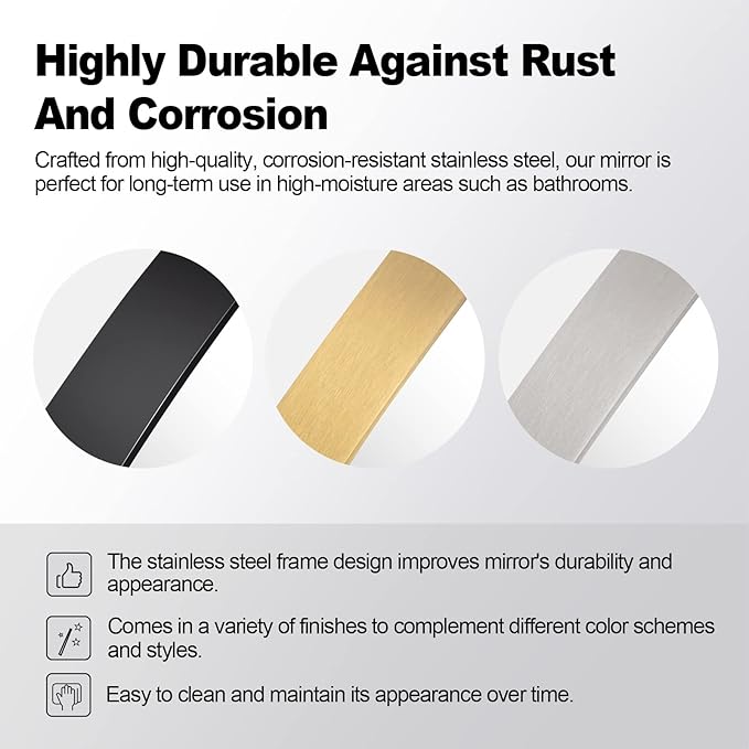 ANDY STAR Gold Oval Mirrors for Bathroom, 22x30 Inch Brushed Gold Stainless Steel Metal Framed Oval Wall Mirror, Modern Vanity Mirror Wall Mount Horizontal or Vertical