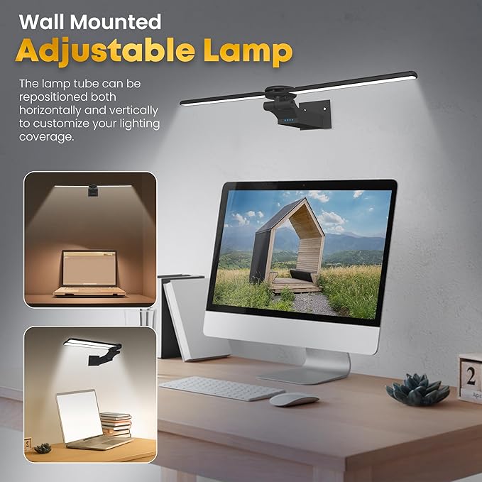 2 Pack Picture Light for Wall, 18in Rechargeable Wall Art Light with Timer and Dimmable, Painting Frame Light with Remote Control Display for Wall Painting, Frame, Portrait, Dartboard (Black)