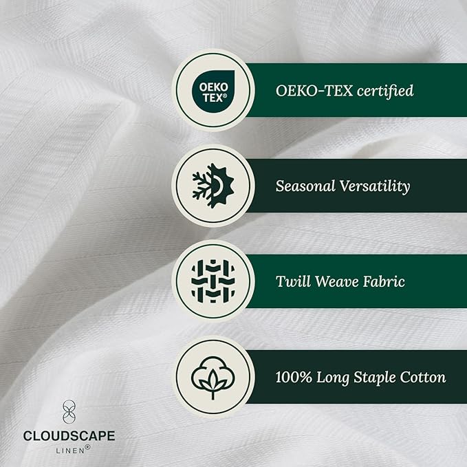 Cloud Scape Linen Herringbone Cotton Throw Blanket for Couch, Bed,Sofa, Home Decor, Soft, Lightweight, All-Season Bed Blanket, 50 x 70, White