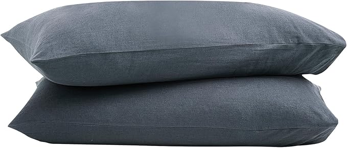 100% French Linen Pillowcase Set of 2, Breathable Envelope Closure Soft Linen Pillow Cover,Soft Luxury Hotel & Home Use, Gift