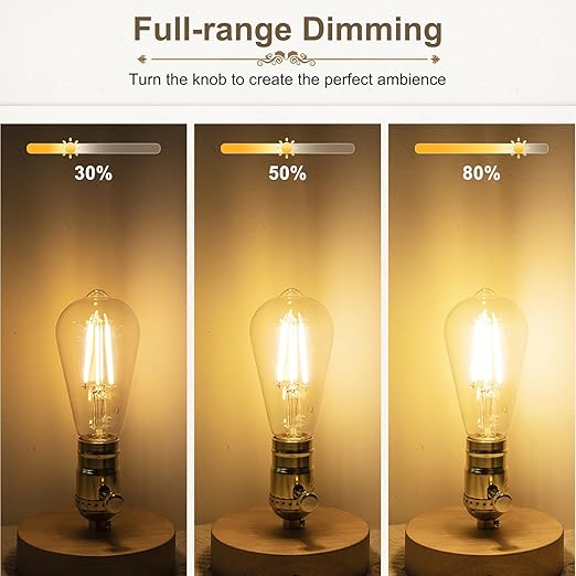 DiCUNO UL Listed Full Range Dimmer Lamp Socket Replacement, Vintage E26 Light Bulb Socket, Rotating Dimmer Switch Knob for Table, Floor Lamp, DIY Project, Gold, 150 Watt, 1-Pack