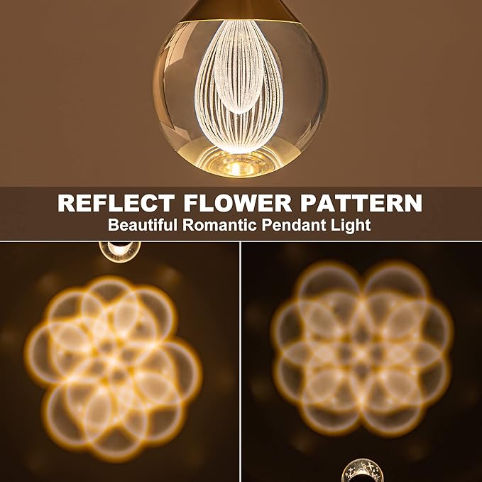 1-Light Teardrop Crystal Pendant Light, Mini LED Crystal Globe Hanging Light Fixture, Modern Ceiling Pendant Lighting for Kitchen Island Dining Room Bedroom Bar 3000K 8W Brush Nickel