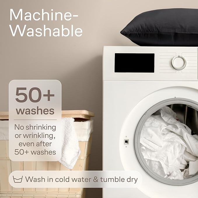 Ultra Soft Pillow Protectors with Zipper Standard Size - Set of 4 Breathable Pillow Covers - 100% Protection Against Stains, Dust & Dirt - Machine Washable (Black)