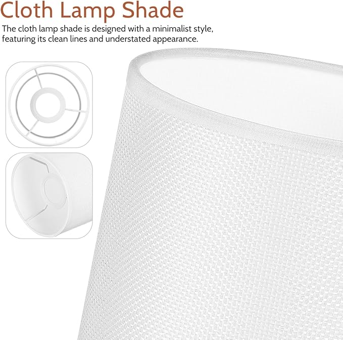 1pcs Lamp Shade, Light Fixture Replacement E27 Lampshade Light Shade Rustic Farmhouse Lampshade Barrel Fabric for Table Lamp & Floor Light, 5.1x7.9x5.1 inch (White)