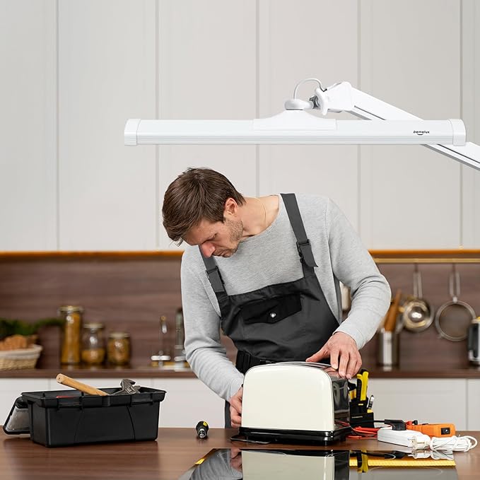 LED Architect Desk Lamp, 2300 Lumens, Dimmable, Metal Swing Arm, 5 Color Temperatures, 30W, Ideal for Task Work, Drafting, Reading, Clamp-on Office Table Lamp with 360 Bright LEDs (White, CCT)