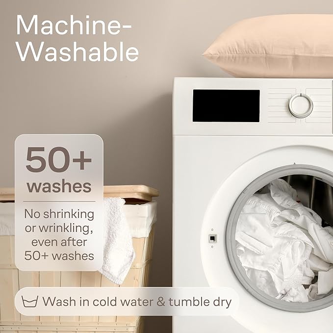 Ultra Soft Pillow Protectors with Zipper King Size - Set of 4 Breathable Pillow Covers - 100% Protection Against Stains, Dust & Dirt - Machine Washable (Beige)