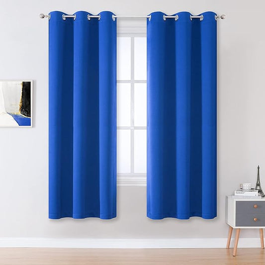 DUALIFE Royal Blue Blackout Curtains Panels/Drapes for Living Room 72 inch Length Room Darkening Bedroom Curtains Grommet Top 42 W x 72 L Inch