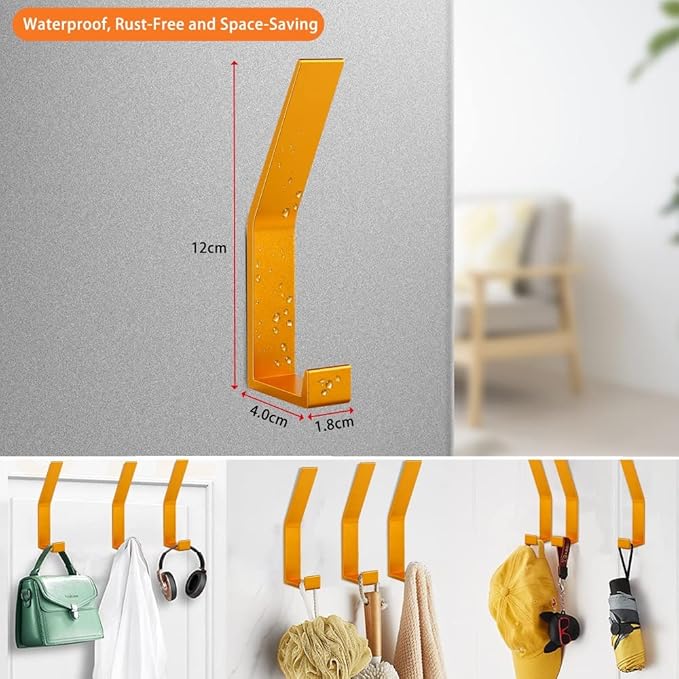 Coat Rack Hooks Wall Mounted, Gold 4Packs, Bath Towel Rope Hooks for Kitchen, Door, Cabinet, Bathroom, Foyers, Hallways, and Bedrooms