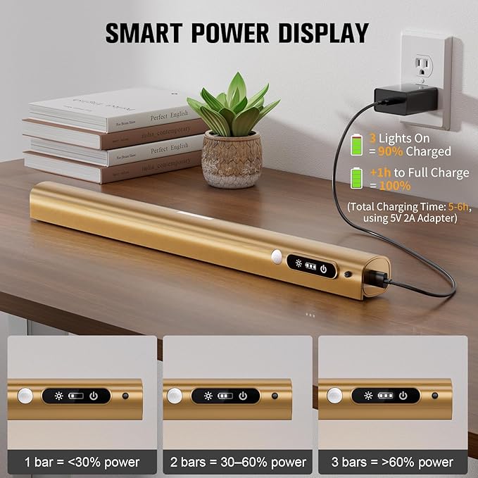 15.7'' Picture Lights for Wall with Motion Sensor, 9000mAh Rechargeable Battery Operated Poster Lights for Paintings, Portraits, Wall Decor, Gold