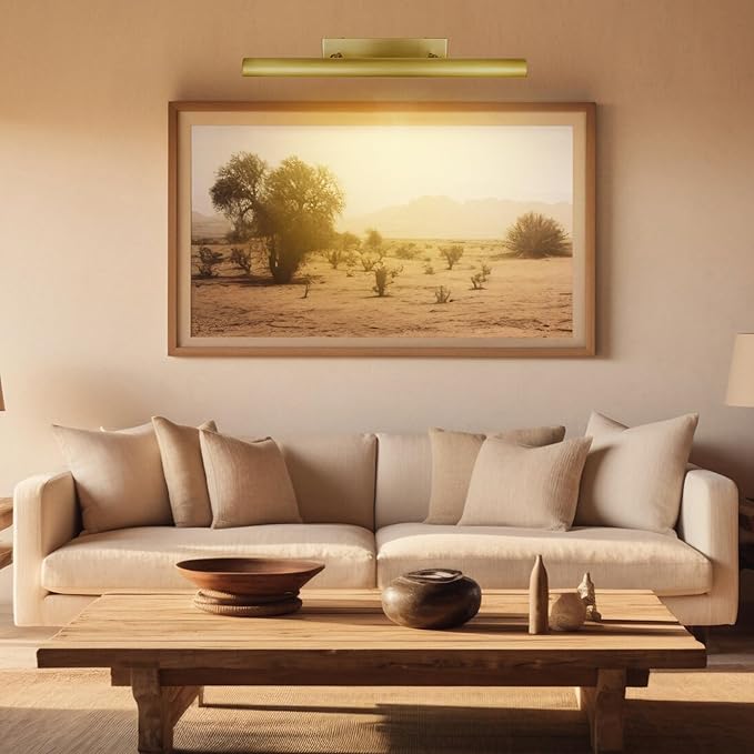 Brass Picture Lights for Wall, 24inch Hardwired Gold Picture Lights, Art Lights for Wall, Rotatable Picture Frames Lights,Wall Lights for Pictures Painting Display Artwork Portrait