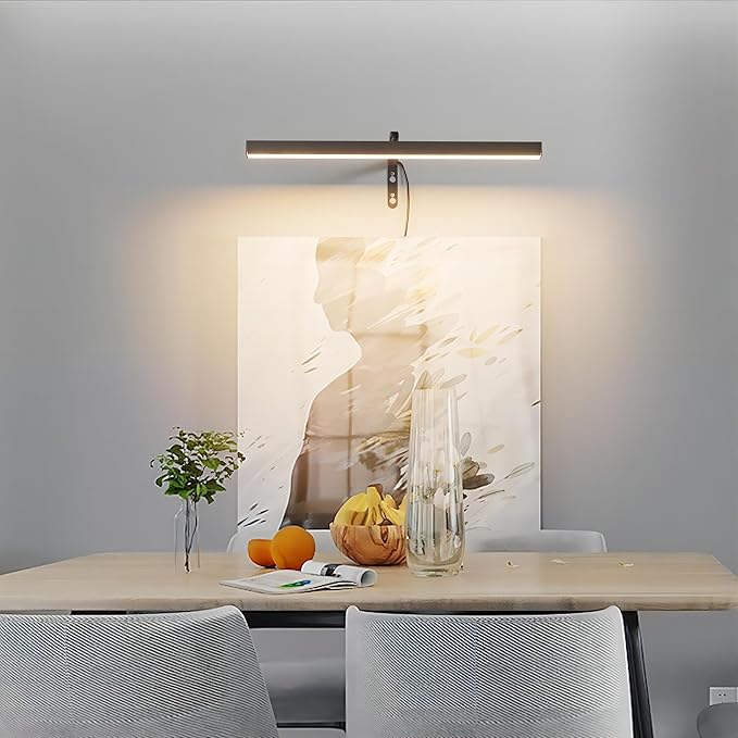 Black LED Picture Lights for Paintings Plug in,15.75 Inch Adjustable Art Light Plug in for Display Art Work, 3 Color Lighting, Plug in Picture Light with Remote for Frame Dartboard,Black