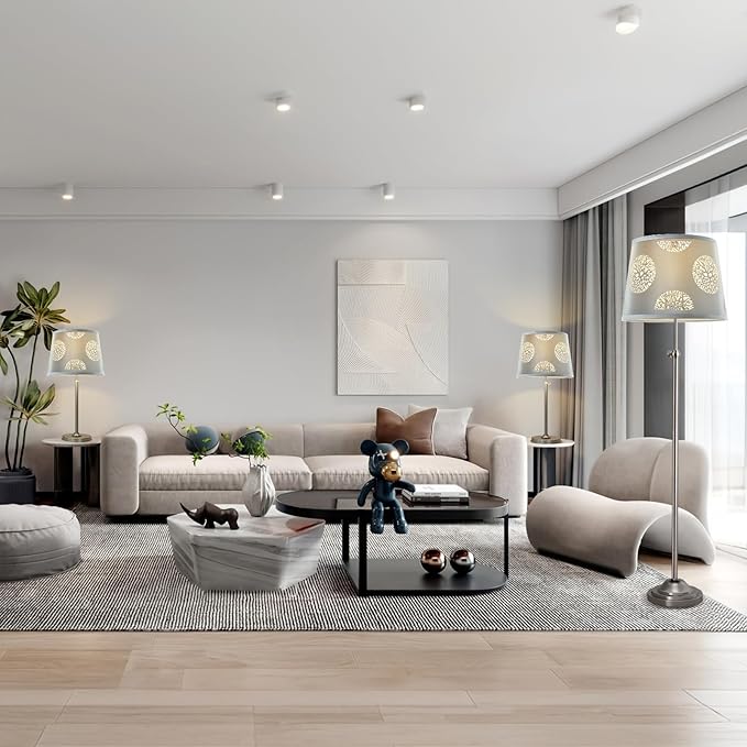 Lamp Shades Set of 2 Replacement, Drum Lampshades, Lampshade 10 Inches Lampshades for Table Lamp, Floor Lamp, Pendant Light, Lamp Shade Harp Holder Included