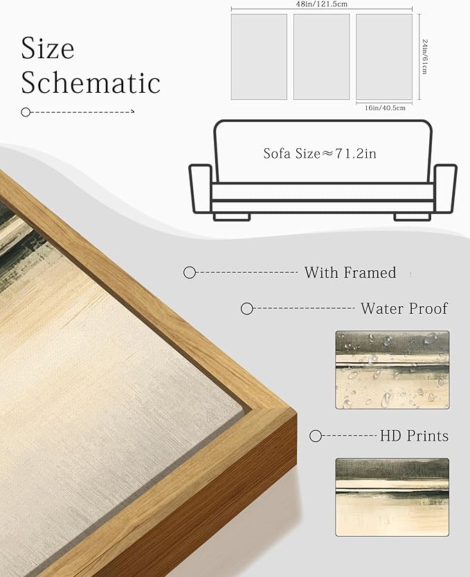 KUVIOKE Watercolor Abstract Mountain Lake Framed Wall Art Brown Landscape Nature Wilderness Painting Nordic Neutral Tan Illustration Decorative Home Decor 16x24in (Natural Framed)