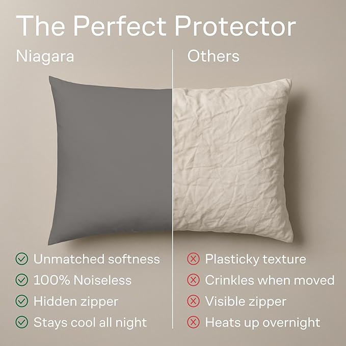 Ultra Soft Pillow Protectors with Zipper King Size - Set of 4 Breathable Pillow Covers - 100% Protection Against Stains, Dust & Dirt - Machine Washable (Gray)