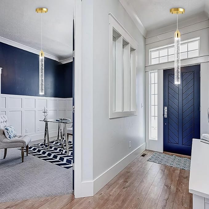 1-Light Modern Crystal Chandeliers LED Dimmable Pendant Lighting for Kitchen Island Dining Room Hallway