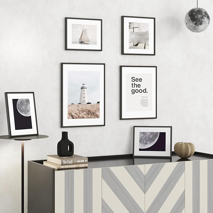 18x24 inch Metal Poster Frame - 18 x 24 Thin Aluminum Picture Frames Matted for 16x20 Photos, Artworks, Prints, Puzzle - High Definition Plexiglass - Vertical and Horizontal Display - Wall Hook Hanging Hardware Included - Black, 4 Pack