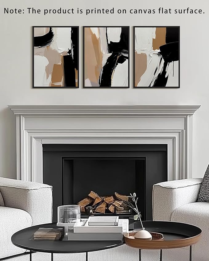 KUVIOKE Black Abstract Shapes Framed Canvas Wall Art Minimalist Graffiti Pastel Wall Decor Modern Illustration Art Painting Home Decor 12x16in (Black Framed)