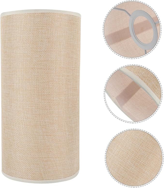 Lamp Shade: Beige Linen Tall Drum Lampshade for Table and Floor Lamps, Pendant Light for Home Decor - 11in×5.5in