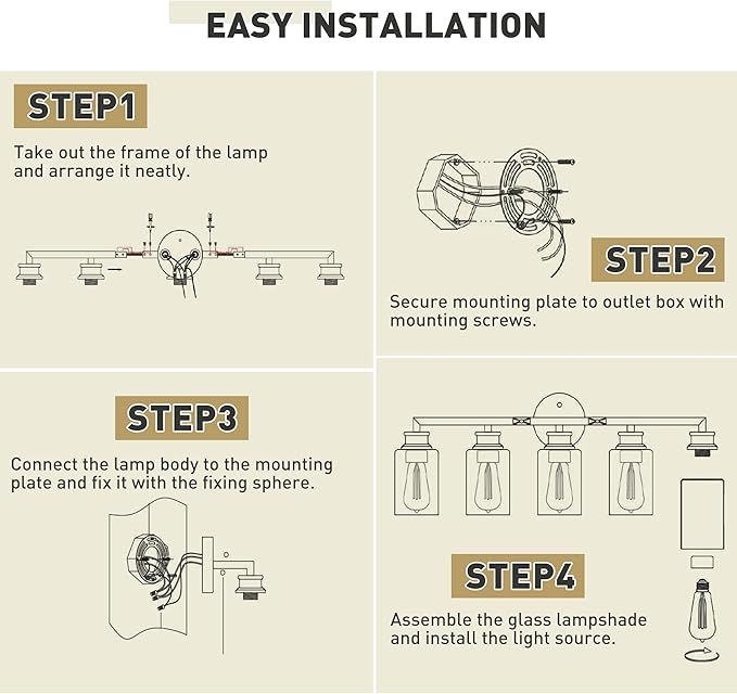 Emliviar 5-Light Brushed Nickel Vanity Light for Bathroom, Modern Vanity Sconce Over Mirror with Clear Glass Shade, YCE253B-5W BN