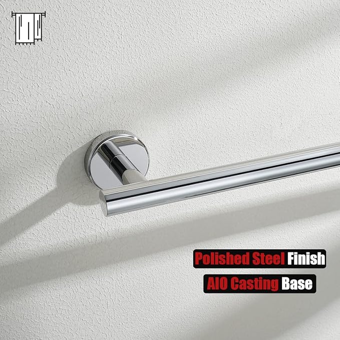 JQK Bath Towel Bar Chrome, 36 Inch 304 Stainless Steel Thicken 1mm Single Towel Rack for Bathroom, Towel Holder (Polished Chrome) Wall Mount, 39 in Total Length, TB110L36-CH